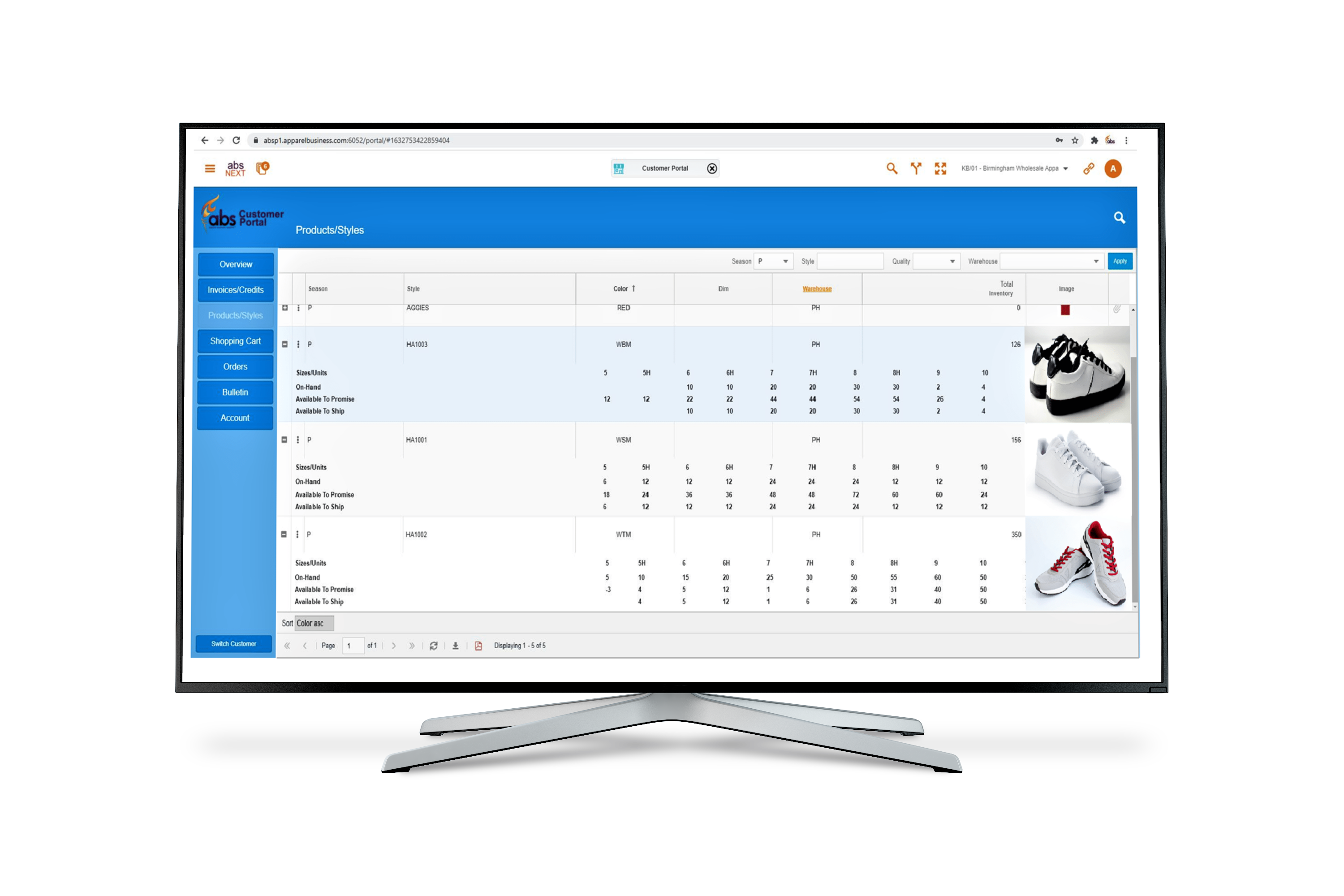 screenshot of Aptean Apparel ERP ABS Edition